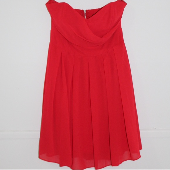 TFNC London Strapless Red Chiffon Dress - Picture 1 of 7